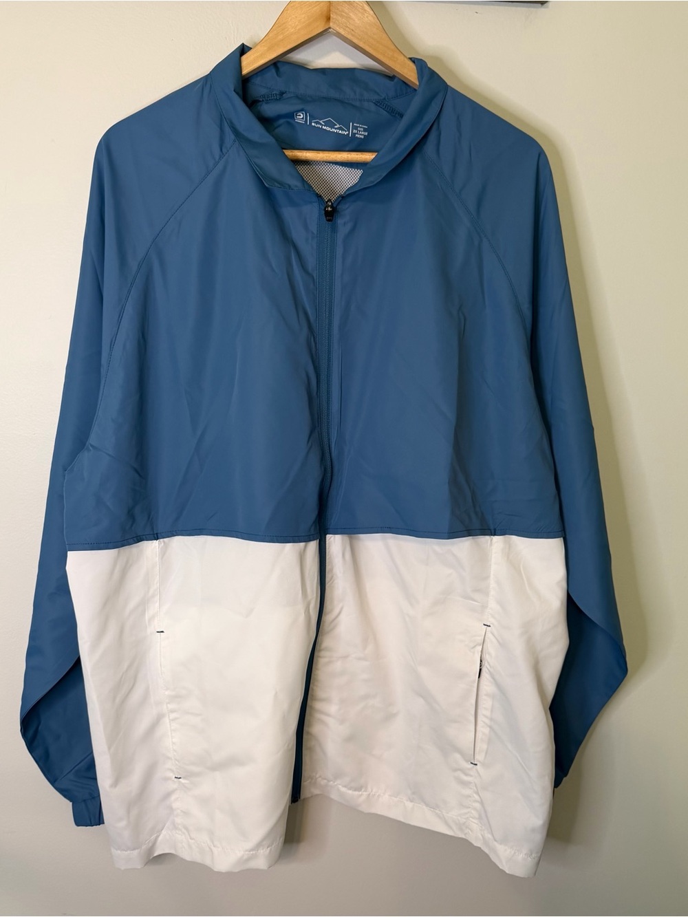 Sun‎ Mountain Windwear Men’s Blue White Lightweight Golf Jacket 2XL
